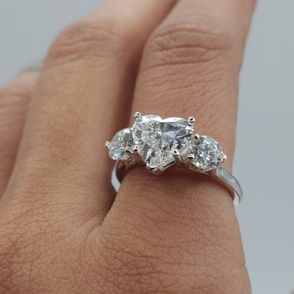 14K Gold 3 Ct Lab Grow Heart Diamond Engagement Ring